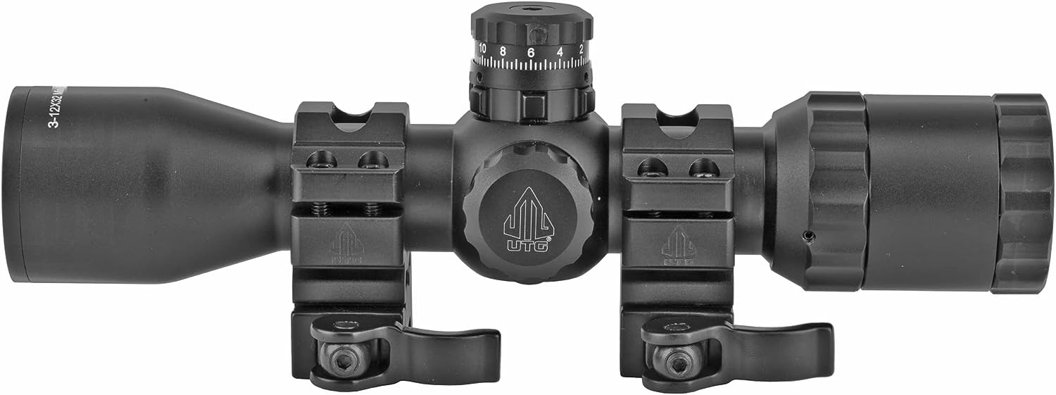 LEAPERS UTG 3-12X32 1" BugBuster Scope, Side AO, Mil-dot, QD Rings SCP-M312AOWQ