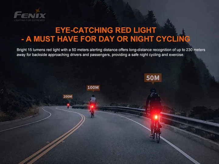 FENIX FLASHLIGHT BC05R V2.0 RECHARGEABLE BIKE TAIL LIGHT