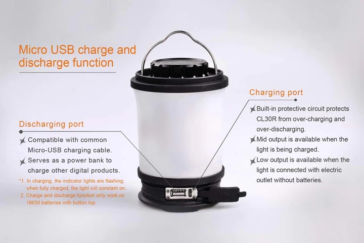 FENIX FLASHLIGHT CL30R USB RECHARGEABLE CAMPING LANTERN