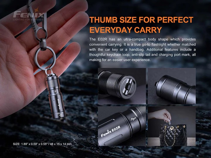 FENIX FLASHLIGHT E02R RECHARGEABLE EDC FLASHLIGHT