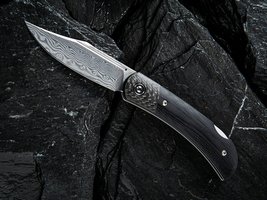 CIVIVI C914DS-1 DAMASCUS RUSTIC GENT G10 with CARBON FIBER BOLSTER HANDLES