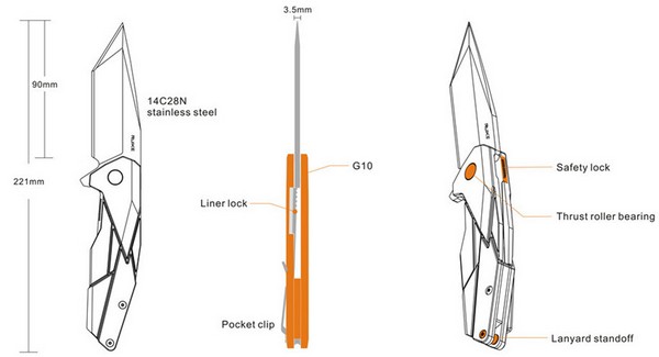 Ruike Knives P138-B Tanto Lock Knife 3