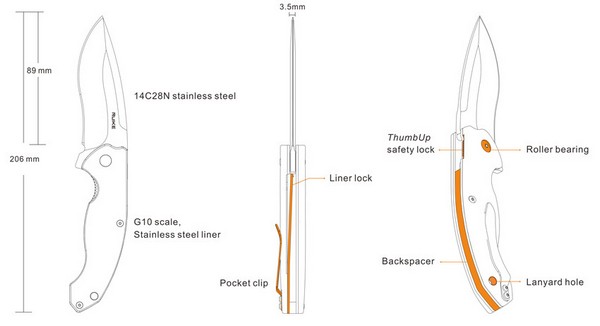 Ruike Knives P852-B Liner-lock 
Flipper 3