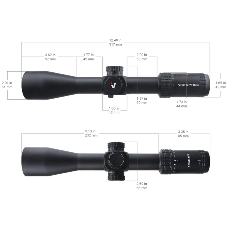 Vector Optics S4 4-16x44 First Focal Plane Riflescope OPFF-01 Dims