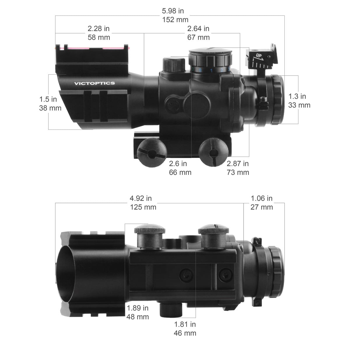 Victoptics C1 Fiber Sight 4x32 Prism Riflescope OPSL12